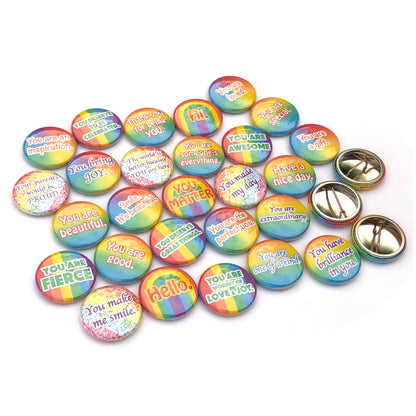 "Love Saves Lives" Mini Buttons - Rainbow Edition. (1" Pins, 30 Piece Set)