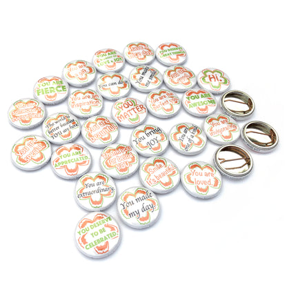 "Love Saves Lives" Mini Buttons - Flower Edition. (1" Pins, 30 Piece Set)