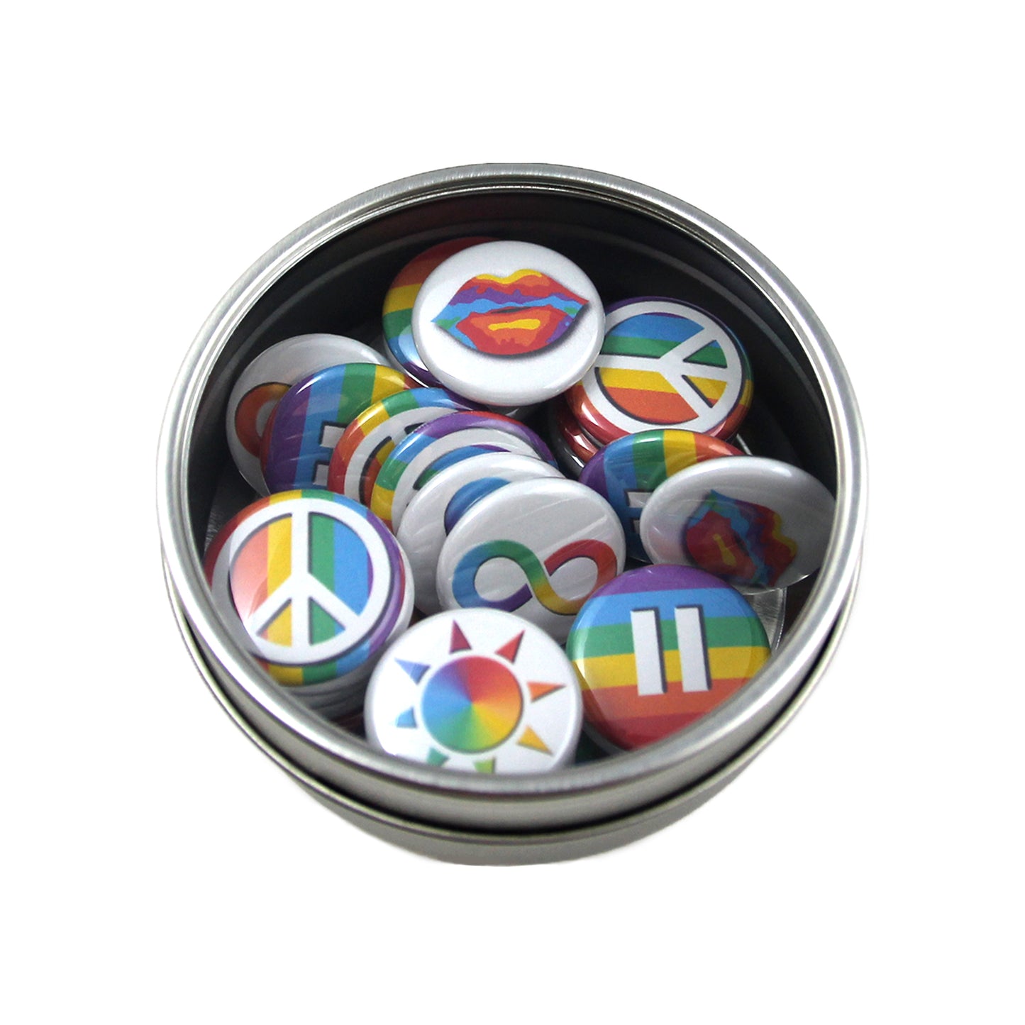 Rainbow Pride Mini Buttons. (1" Pins, 30 Piece Set)