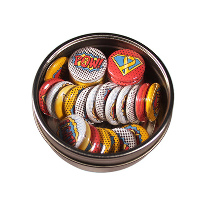 Gold Awareness Ribbon Mini Buttons, Superhero/Comic Book Style. (1" Pins, 30 Piece Set)