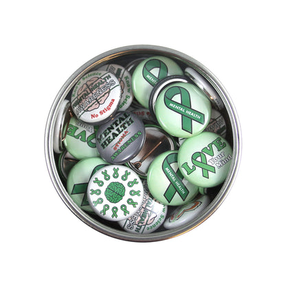 Mental Health Awareness Mini Buttons. (1" Pins, 30 Piece Set)