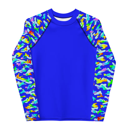 Youth Rash Guard Shirt, Rainbow Camouflage, Various Colors