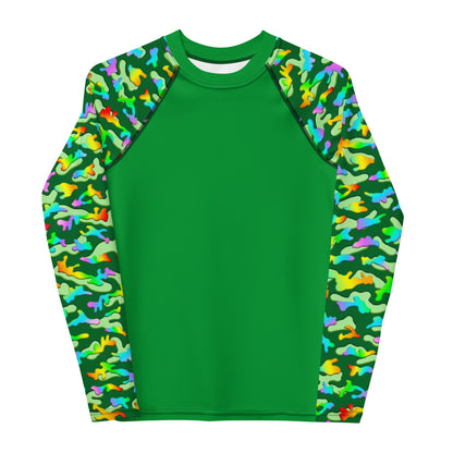 Youth Rash Guard Shirt, Rainbow Camouflage, Various Colors