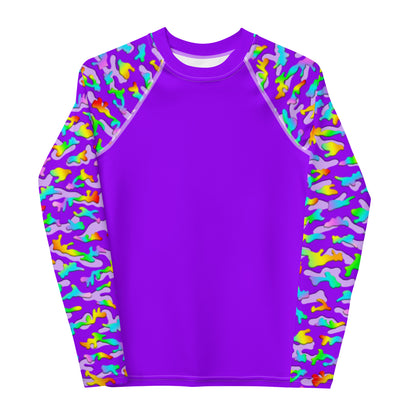 Youth Rash Guard Shirt, Rainbow Camouflage, Various Colors