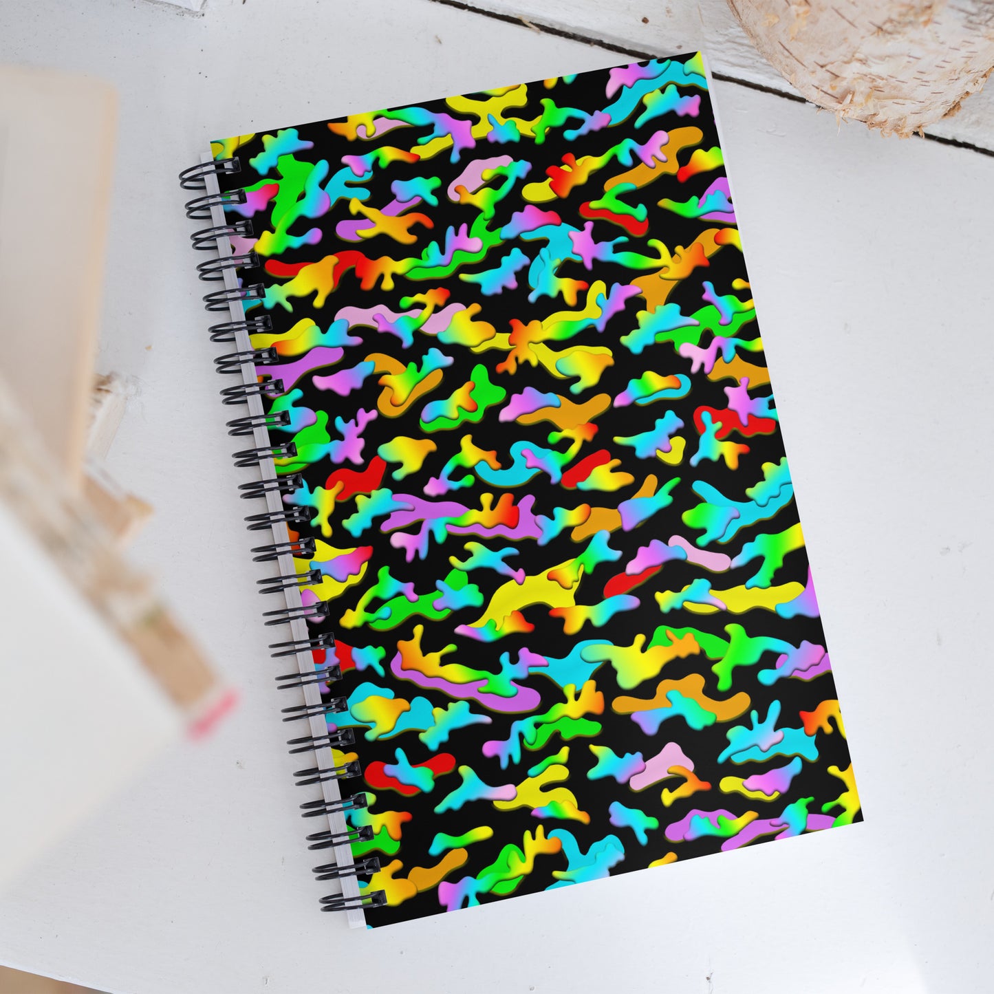 Rainbow Camouflage Soft-Touch Spiral Notebook - Various Colors