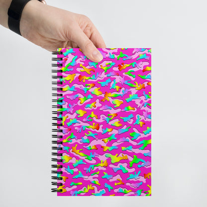 Rainbow Camouflage Soft-Touch Spiral Notebook - Various Colors