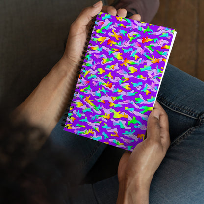 Rainbow Camouflage Soft-Touch Spiral Notebook - Various Colors